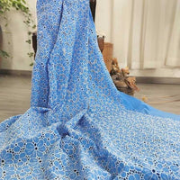 BlueFloralEmbroideredEyeletFabric