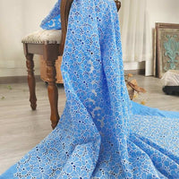 BlueFloralEmbroideredEyeletFabric