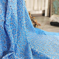 BlueFloralEmbroideredEyeletFabric