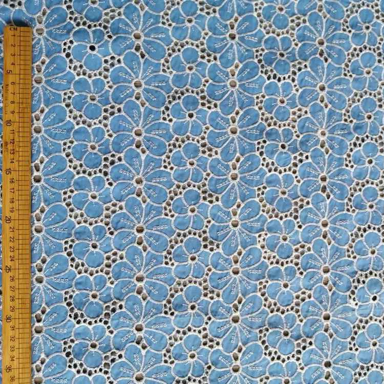 BlueFloralEmbroideredEyeletFabric