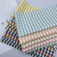 Breathable Checked Seersucker Fabric By The Yard