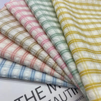 Breathable Checked Seersucker Fabric By The Yard