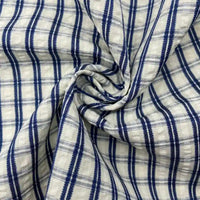 Breathable Checked Seersucker Fabric By The Yard