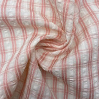 Breathable Checked Seersucker Fabric By The Yard