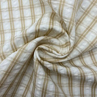 Breathable Checked Seersucker Fabric By The Yard