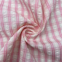 Breathable Checked Seersucker Fabric By The Yard