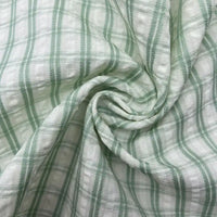 Breathable Checked Seersucker Fabric By The Yard