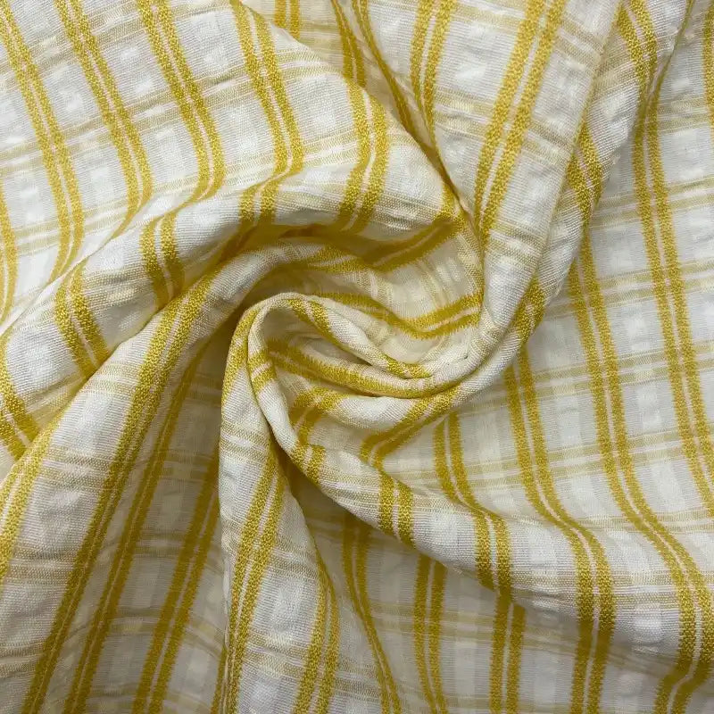 Breathable Checked Seersucker Fabric By The Yard