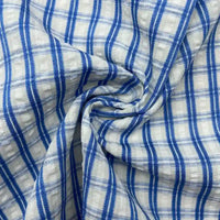 Breathable Checked Seersucker Fabric By The Yard