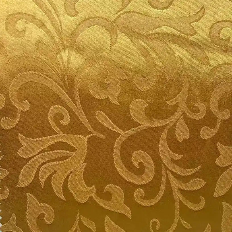 Longan Craft’s Brocade Damask Fabric By The Yard features a vintage jacquard damask design with ornate floral patterns and a glossy, textured finish—ideal for elegant evening gowns or sophisticated curtain upholstery.
