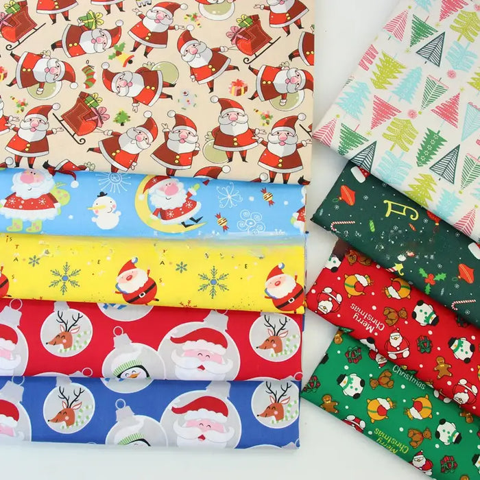 Cartoon Christmas Cotton Fabric By The Yard