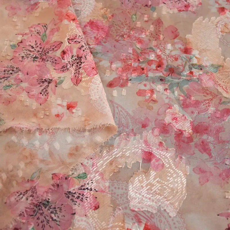 Chinese Style Pink Chiffon Fabric By The Yard