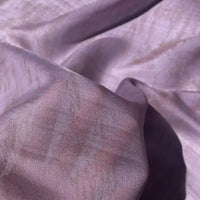Close-up of Longan Craft’s Chinoiserie Printed Lyocell Fabric By The Yard, featuring light purple shimmer, gentle folds, and a soft textured surface—colorful polyester lyocell ideal for dressmaking.