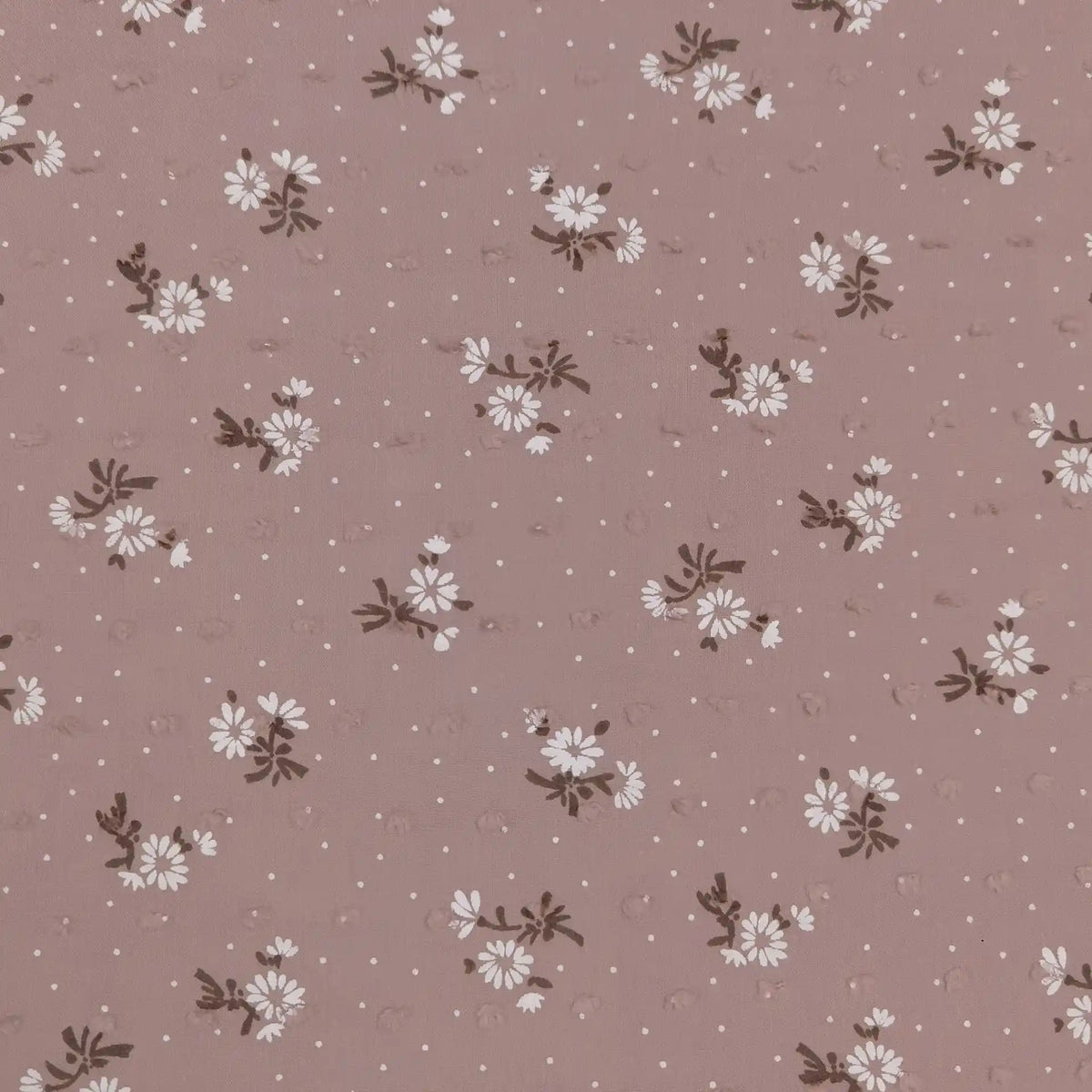 Longan Craft's Colorful Daisy Print Swiss Dot Fabric by the yard features 100% cotton with printed flowers and dotted Swiss texture—ideal for casual wear and anyone who loves floral, breathable fabrics.