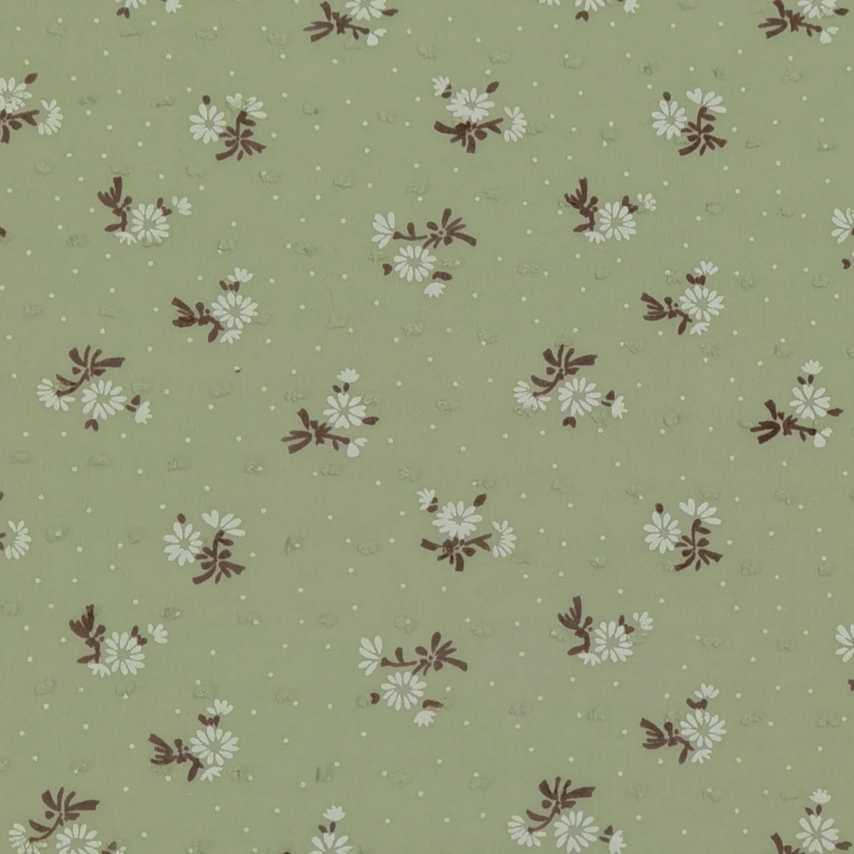 Longan Craft's Colorful Daisy Print Swiss Dot Fabric by the yard is 100% cotton, featuring vibrant flower prints on breathable dotted Swiss material—ideal for casual wear.