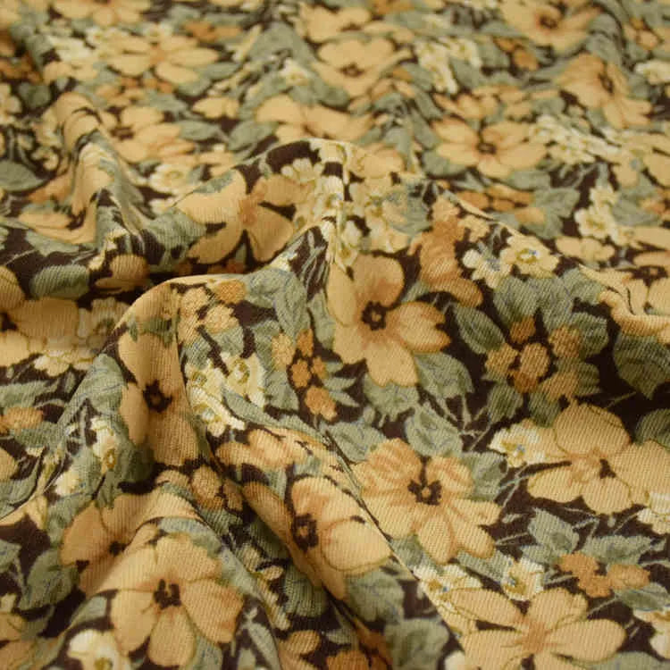 Colorful Flower Corduroy Fabric By The Yard-Longan Craft