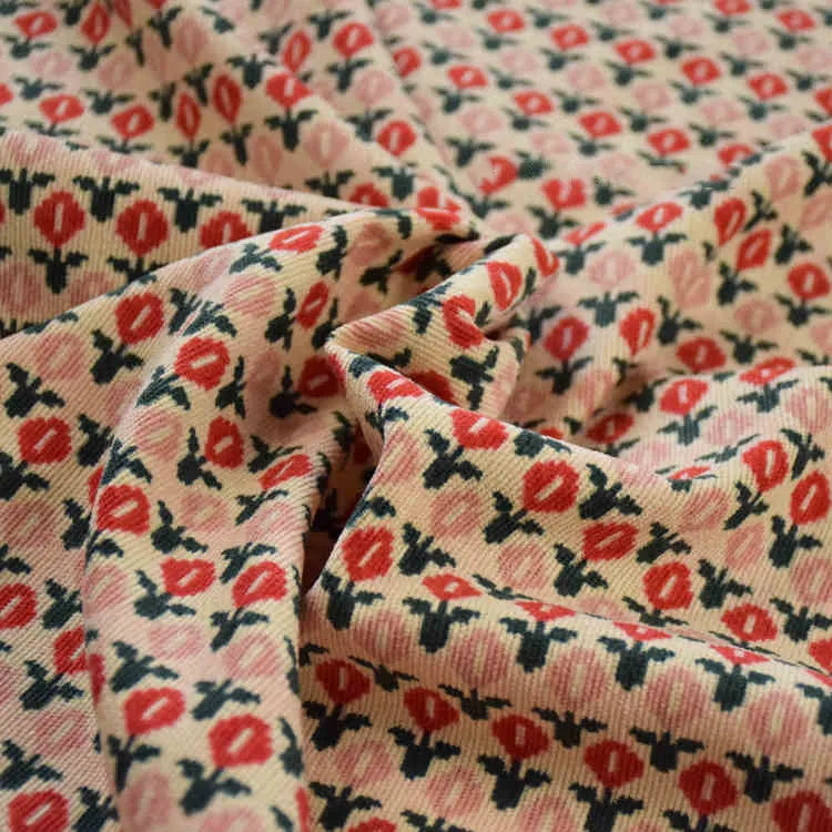 Colorful Flower Corduroy Fabric By The Yard-Longan Craft
