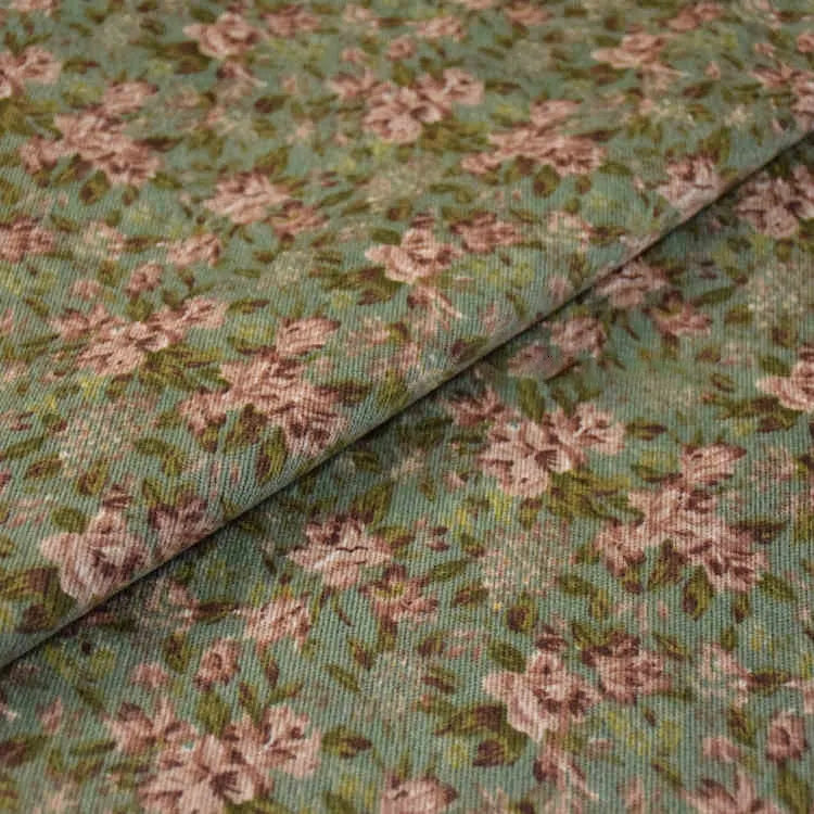 Colorful Flower Corduroy Fabric By The Yard-Longan Craft