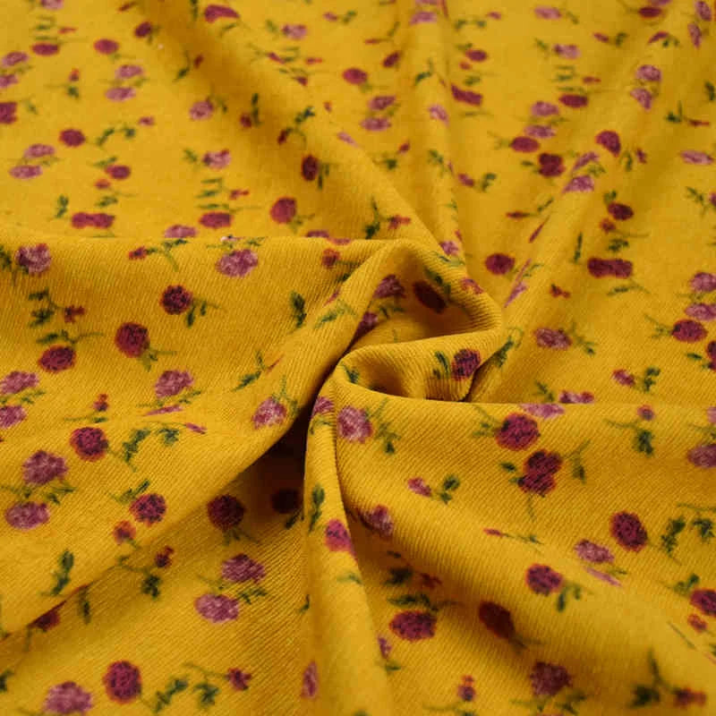 Colorful Flower Corduroy Fabric By The Yard-Longan Craft