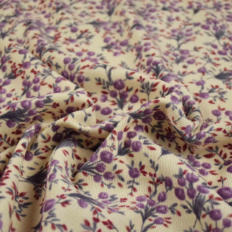 Colorful Flower Corduroy Fabric By The Yard-Longan Craft