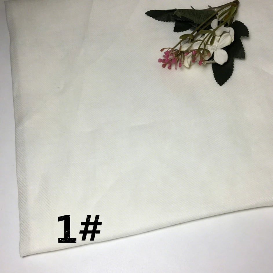 A piece of Colorful Lightweight Ramie Fabric by Longan Craft, in a solid white color, featuring artificial flowers in the top right corner and the text “1#” in bold black font at the bottom left.