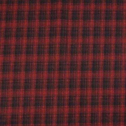 Longan Craft’s Colorful Polyester Rayon Mammoth Flannel Fabric By The Yard features a bold plaid pattern in red and black, making this soft flannelette perfect for cozy apparel and snuggly projects.