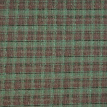 The Longan Craft Colorful Polyester Rayon Mammoth Flannel Fabric features a soft, brushed plaid flannelette with intersecting green and brown lines, perfect for cozy apparel projects. Available by the yard.