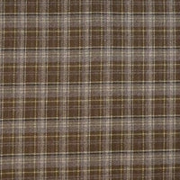 The Longan Craft Colorful Polyester Rayon Mammoth Flannel Fabric By The Yard features a brown and beige plaid with thin yellow and white grid lines, offering a soft, snuggly brushed flannelette texture ideal for apparel.