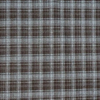 A close-up of the Longan Craft Colorful Polyester Rayon Mammoth Flannel Fabric by the yard, featuring a multicolor plaid pattern with intersecting brown, gray, and white lines on soft brushed flannelette—ideal for cozy apparel.