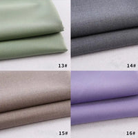 Four folded Longan Craft Colorful Rayon Polyester Blend Gabardine fabrics in light green (13#), gray (14#), taupe (15#), and lavender (16#) are displayed, each with a number label on the bottom right corner.