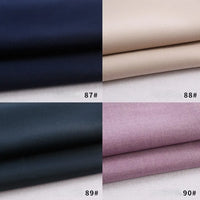 Four swatches of Longan Craft's Colorful Rayon Polyester Blend Gabardine Fabric are shown in dark navy (87#), beige (88#), dark charcoal (89#), and light mauve (90#), each displayed separately. Perfect for DIY uniforms.