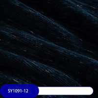 Close-up of Longan Craft’s Colorful Slub Chenille Fabric By The Yard, showcasing its slubby textured, heavyweight surface in deep blue. A blue and white label at the bottom displays the code “SY1091-12.”.
