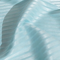 Longan Craft’s Colorful Striped Jacquard Satin Fabric By The Yard features shiny polyester stripes and a smooth, breathable texture—ideal for dressmaking or décor accents needing elegant, light-reflective satin material.