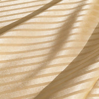 Close-up of Longan Craft’s Colorful Striped Jacquard Satin Fabric by the yard, featuring shiny, horizontal polyester stripes and a smooth, breathable texture—perfect for elegant dressmaking projects.