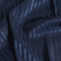 Close-up of Longan Craft's Colorful Striped Jacquard Satin Fabric—shiny polyester satin with subtle alternating matte and glossy vertical stripes, smooth texture, and slight wrinkles. Ideal breathable material for dressmaking by the yard.