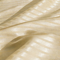 Close-up of Longan Craft’s Colorful Striped Jacquard Satin Fabric by the yard, featuring shiny polyester stripes with a smooth, breathable texture and gentle drape—ideal for dressmaking.