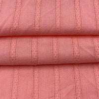 Close-up of Longan Craft’s Colorful Viscose Dobby Fabric by the Yard, a soft cotton-rayon blend with jacquard patterns and subtle openwork stripes. Ideal for DIY dresses and delicate textile projects.