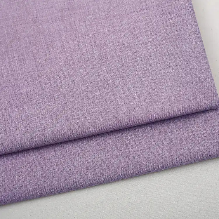 Folded piece of premium lavender Colorful Worsted Wool Fabric By The Yard.