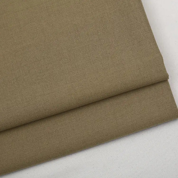 Folded piece of solid olive green Colorful Worsted Wool Fabric By The Yard.