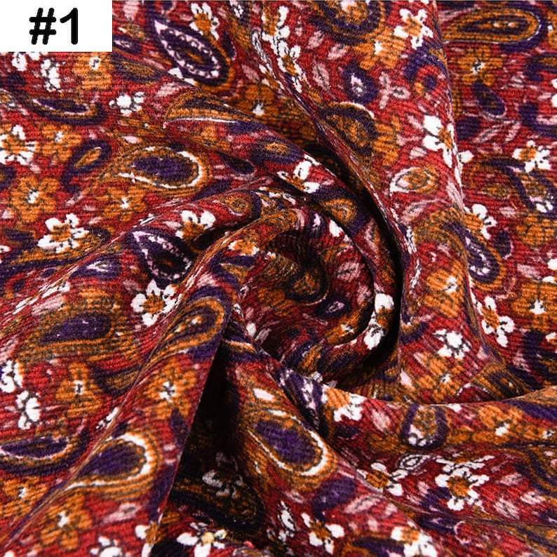 Corduroy Paisley Fabric By the Yard