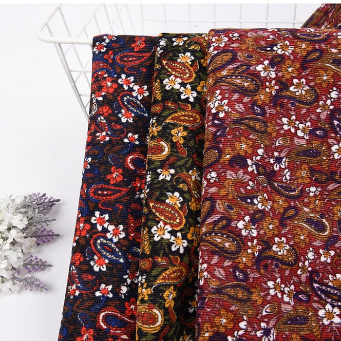 Corduroy Paisley Fabric By the Yard