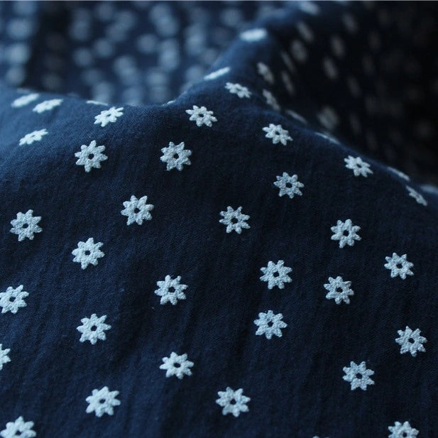 Close-up of Longan Craft's Cotton Floral Printed Voile Fabric By The Yard, featuring a cozy, breathable voile with multicolor washed flower prints—perfect lightweight material for casual wear.