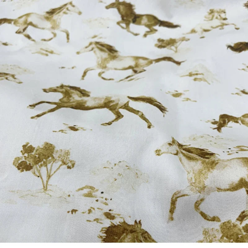 Cotton Print Horse Fabric By The Yard-Longan Craft