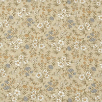 Longan Craft’s Daisy Print 16 Wale Corduroy Fabric By The Yard is a fine wale 100% cotton corduroy material featuring a vintage-inspired beige background adorned with small white daisies, blue flowers, and light brown leaves scattered evenly across the surface. This fall corduroy fabric brings charming texture and classic appeal to any DIY project with its delightful daisy print.