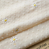 Embroidered Daisy Chiffon Fabric By the Yard