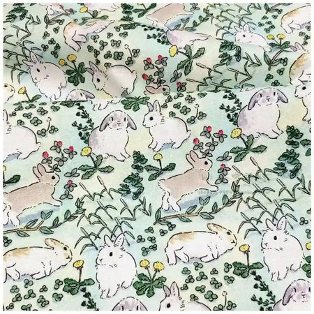 Floral Bunny Parade Easter Fabric By The Yard