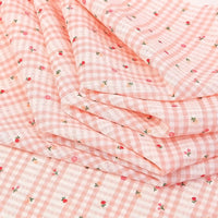 The Floral Gingham Quilting Fabric By The Yard from Longan Craft is a polyester quilting material with a botanical pattern, ideal for comfy casual wear and charming quilting projects.