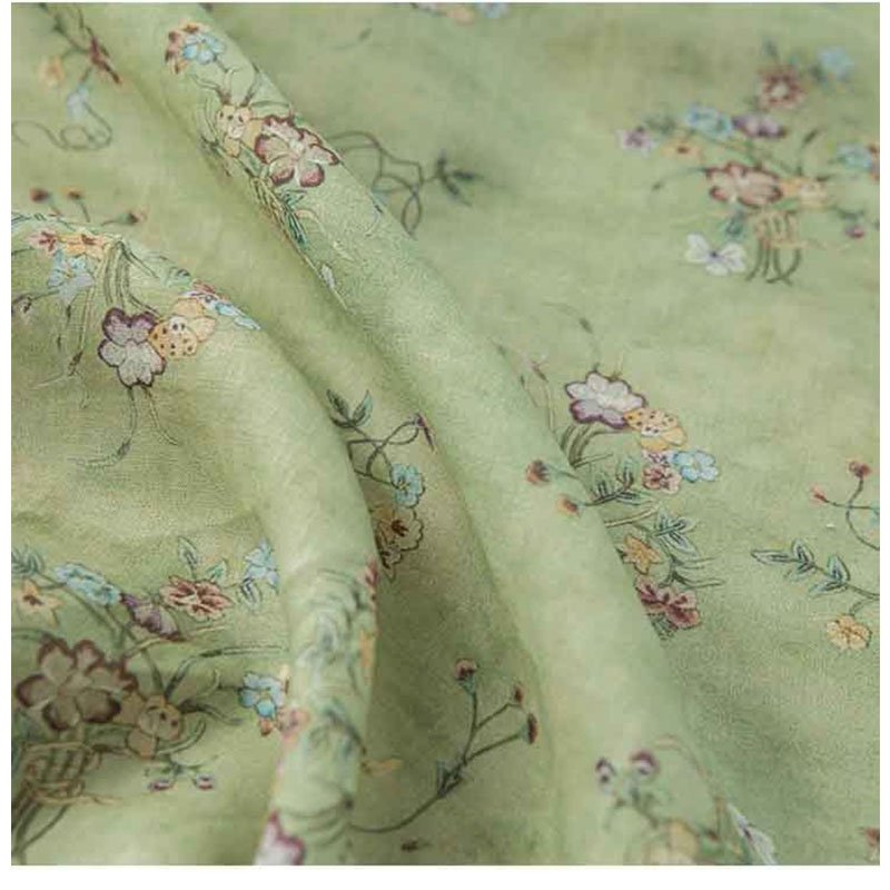 FloralGreenramieChinoiserieFabricByTheYard