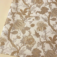 Longan Craft Floral Jacquard Chenille Fabric By The Yard features a heavyweight poly chenille with intricate gold and brown floral patterns—perfect luxury upholstery for vintage-style home decor.