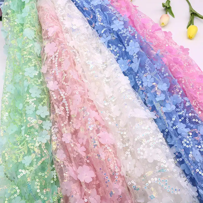 Floral Sequin Fabric By The Yard